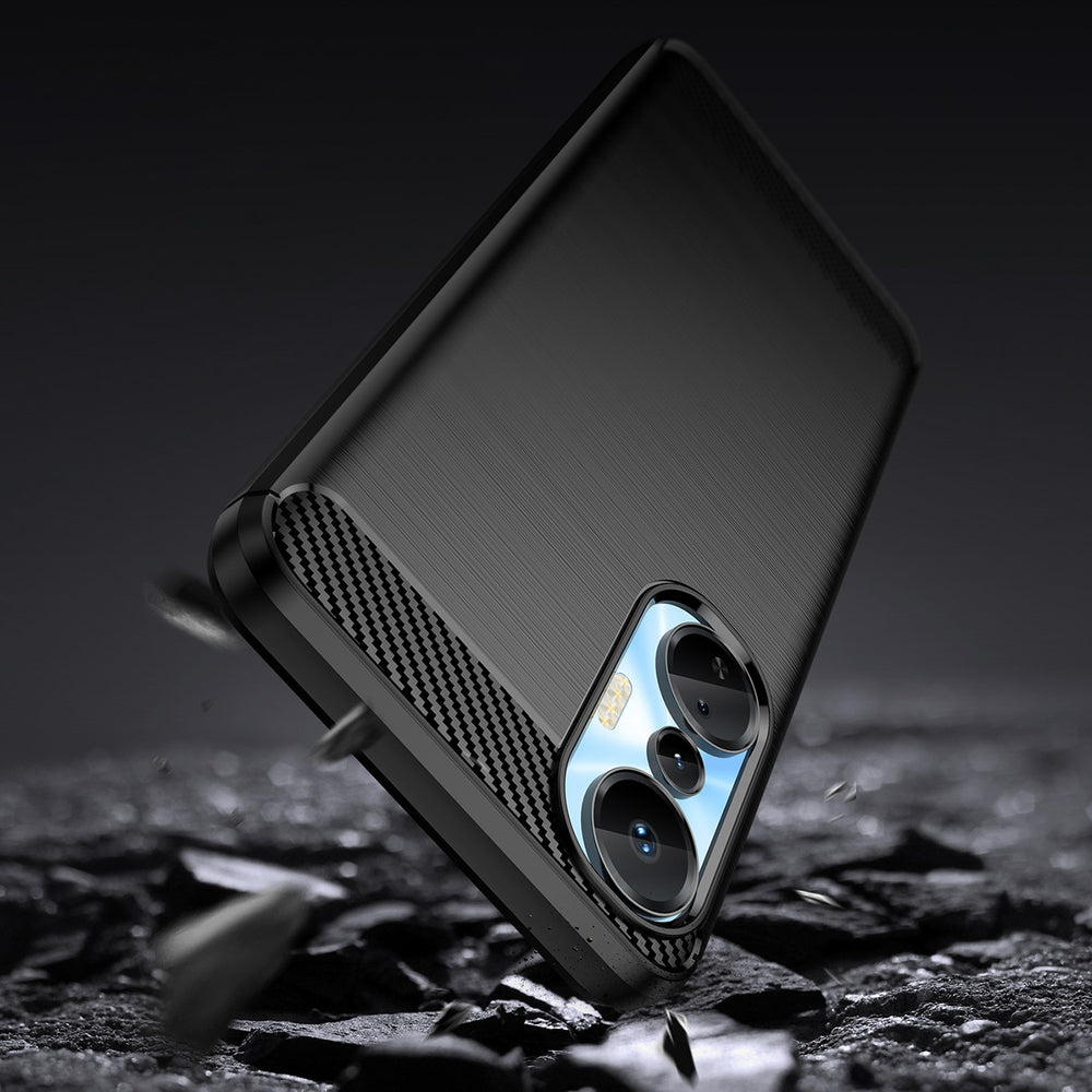 Carbon Case til Infinix Hot 20S med fleksibelt silikone carbon cover sort
