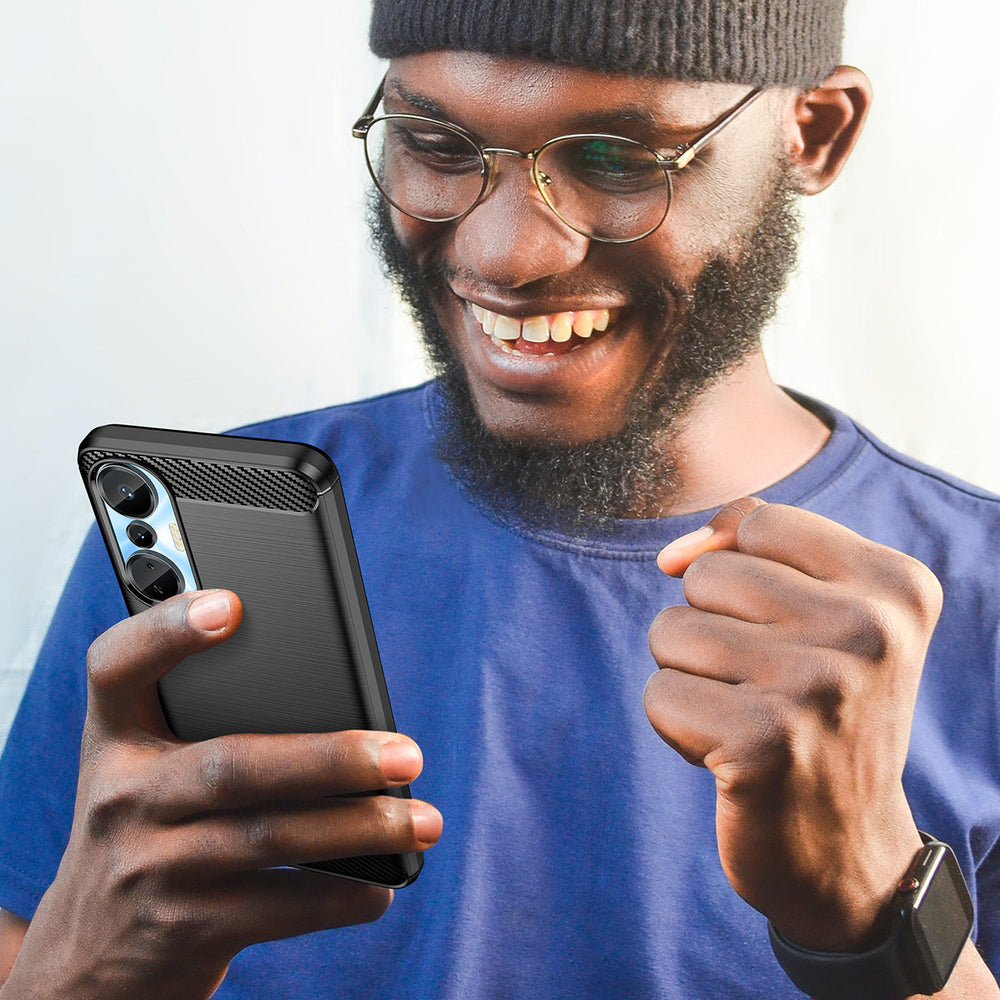 Carbon Case til Infinix Hot 20S med fleksibelt silikone carbon cover sort