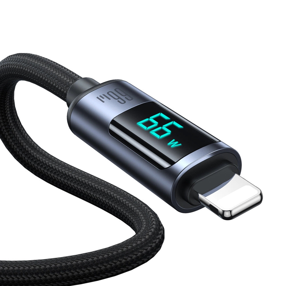 Joyroom Prism Series A16 USB-C / USB-A Kabel 66W 1,2m med LED-skærm - sort