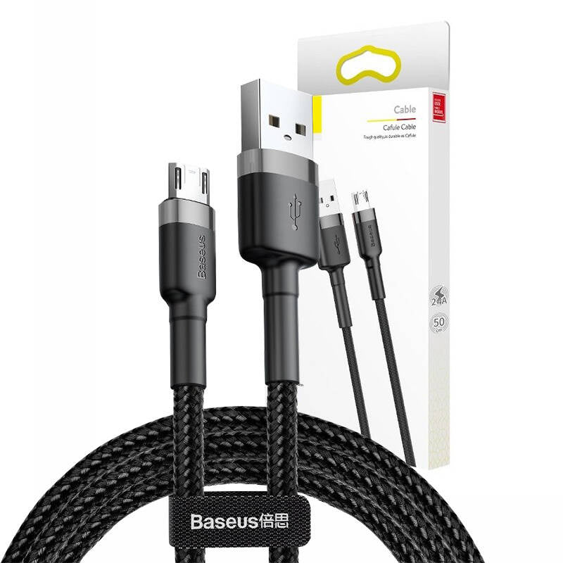 Baseus Cafule Micro USB-kabel 2,4 A 1 m (grå + sort)