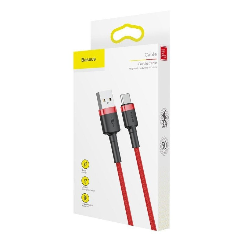 Baseus Cafule kabel USB-C 3A 1m (rødt)