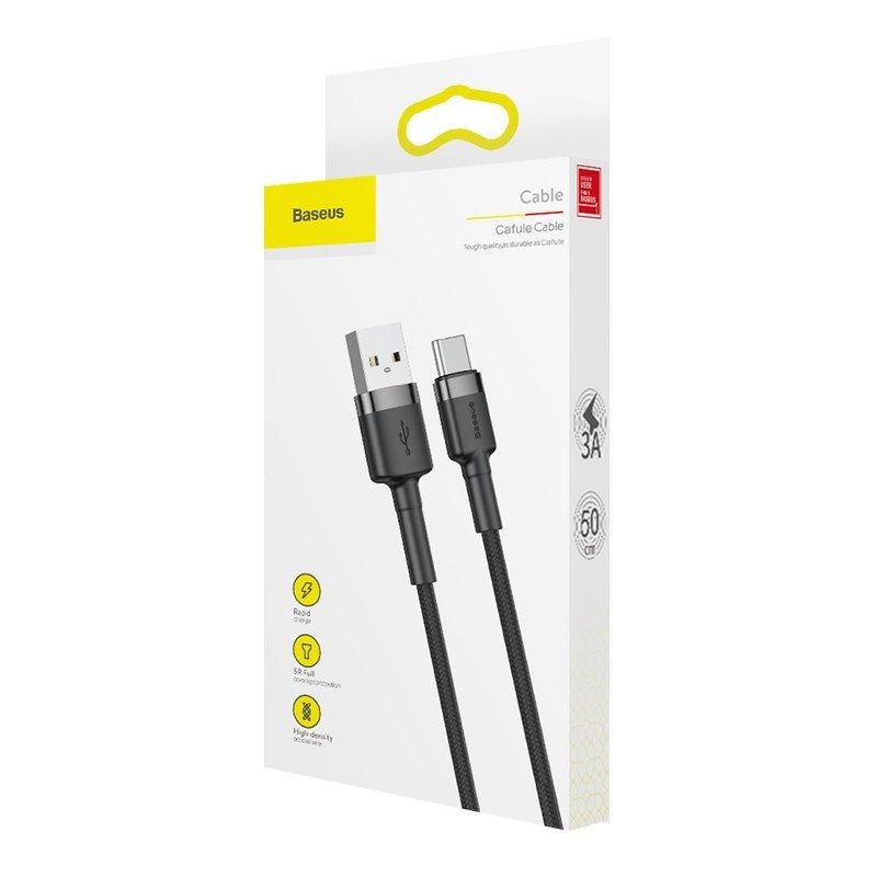 Baseus Cafule kabel USB-C 3A 1m (grå+sort)
