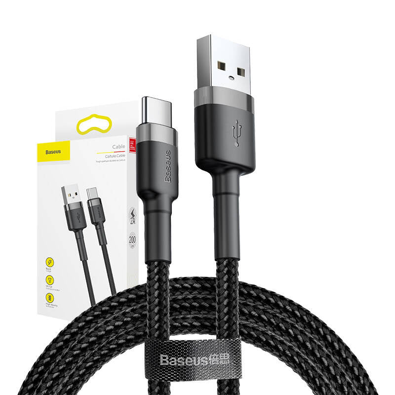Baseus Cafule kabel USB-C 2A 2m (grå+sort)