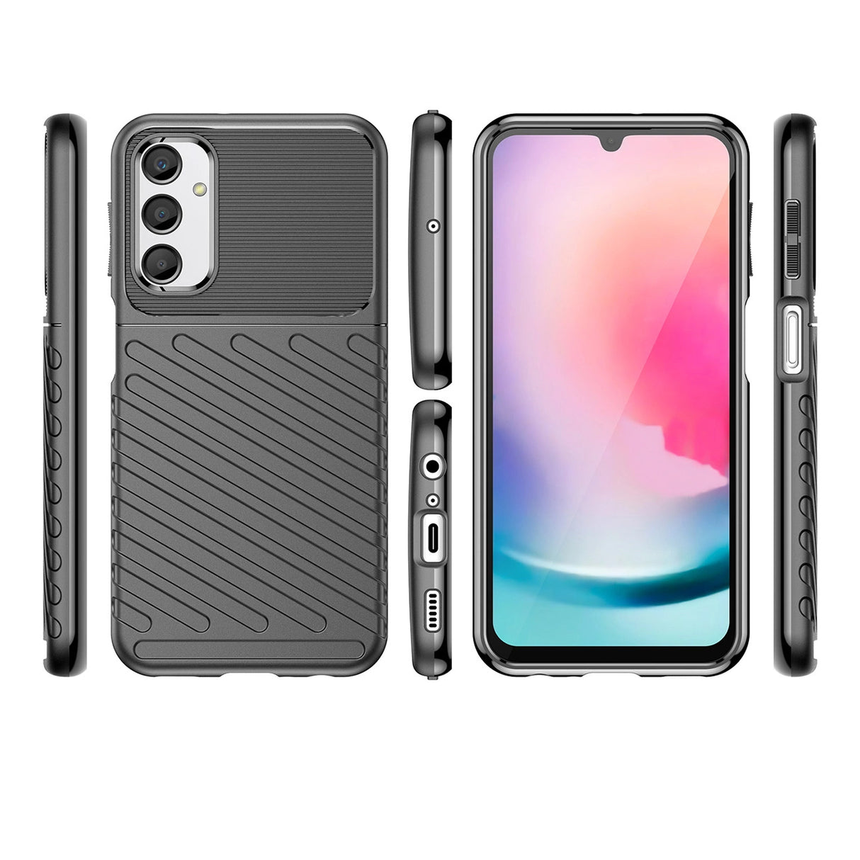 Thunder Case til Samsung Galaxy A24 4G silikone rustning case sort