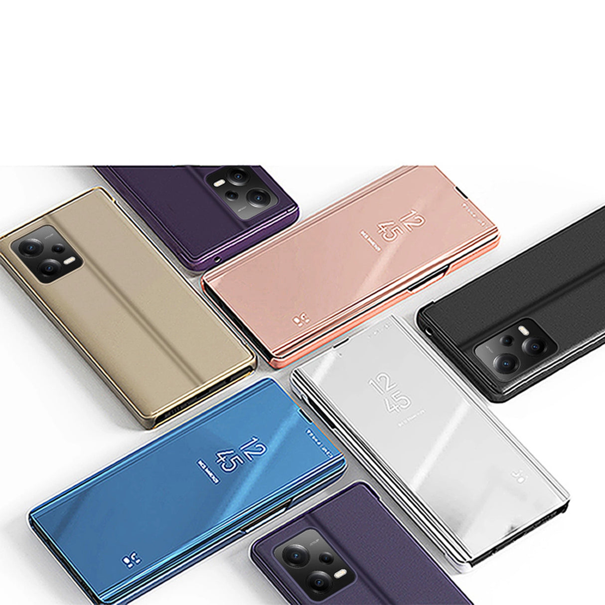 Clear View Case til Xiaomi Redmi Note 12 5G / Poco X5 5G cover med flip cover blå