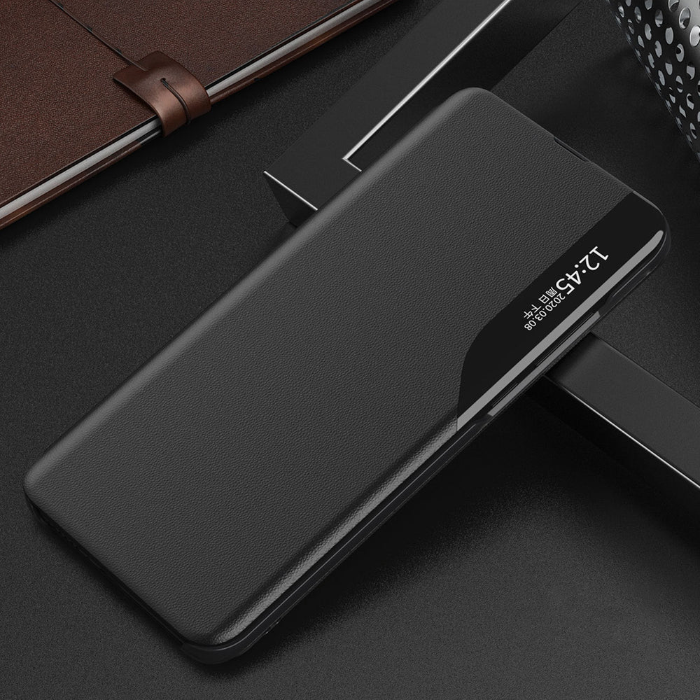 Eco læder View Case cover til Samsung Galaxy A24 4G med flip stand sort