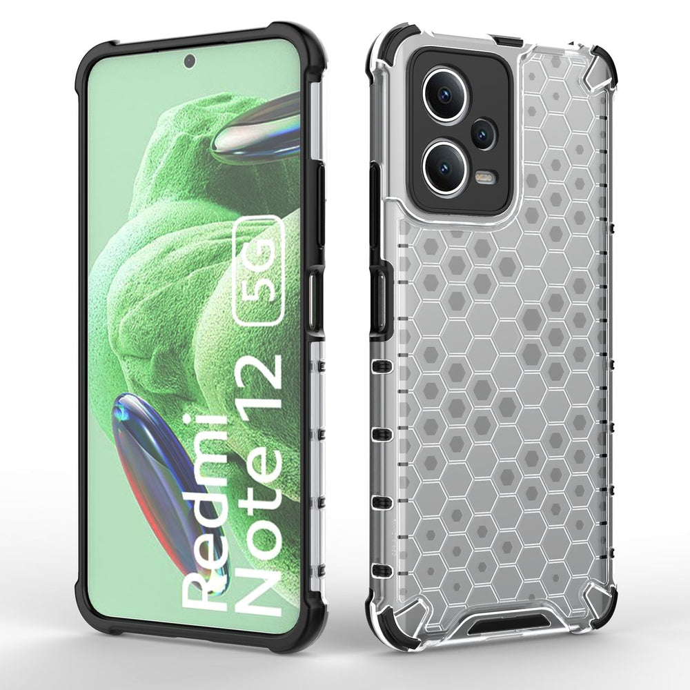 Honeycomb case til Xiaomi Redmi Note 12 5G / Poco X5 5G pansret hybrid cover sort