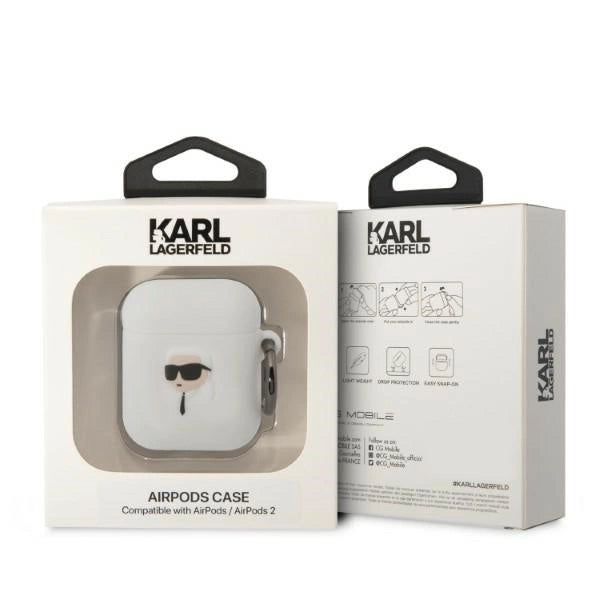Karl Lagerfeld KLA2RUNIKH AirPods 1/2 cover hvid/hvid Silikon Karl Head 3D