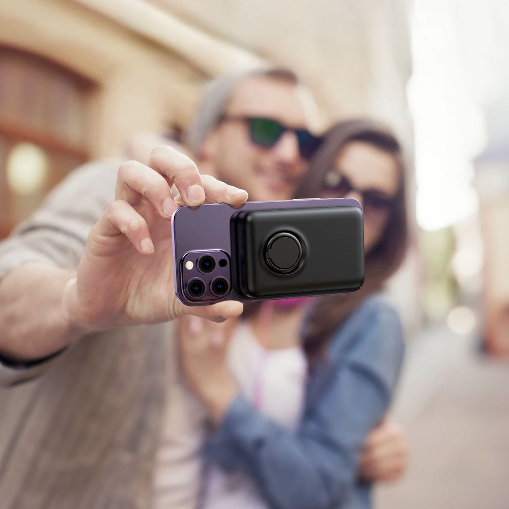 Trådløs powerbank 10000mAh Joyroom JR-W050 20W MagSafe med ring og stand - sort