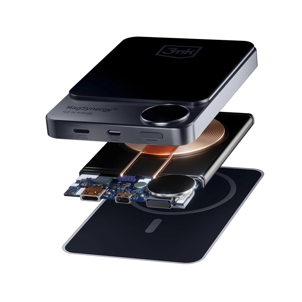 Powerbank 3mk MagSynergy 10000 mAh induktion med MagSafe - sort