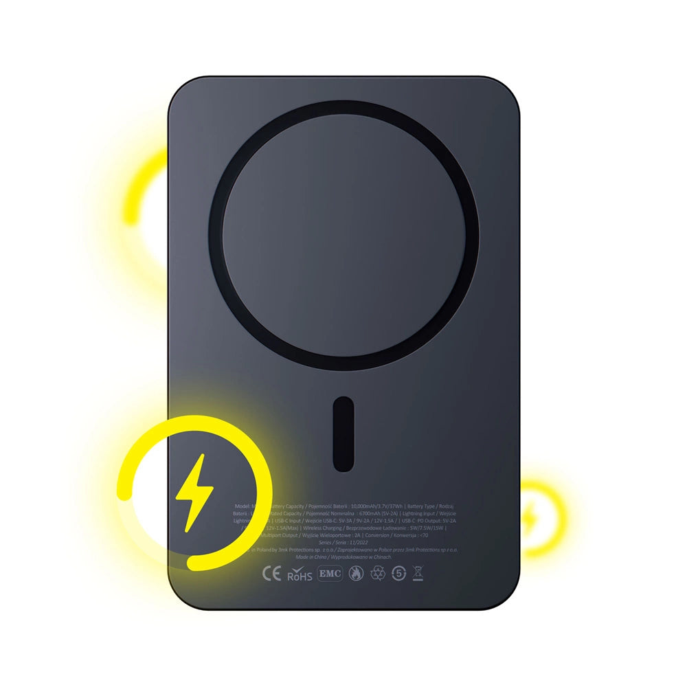 Powerbank 3mk MagSynergy 10000 mAh induktion med MagSafe - sort