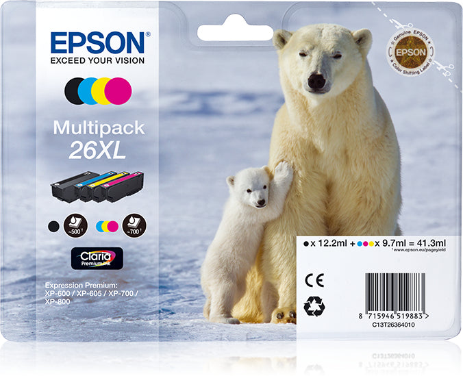 Epson Polar bear C13T26364010 blækpatron 1 stk Original Sort, Blå, Magenta, Gul