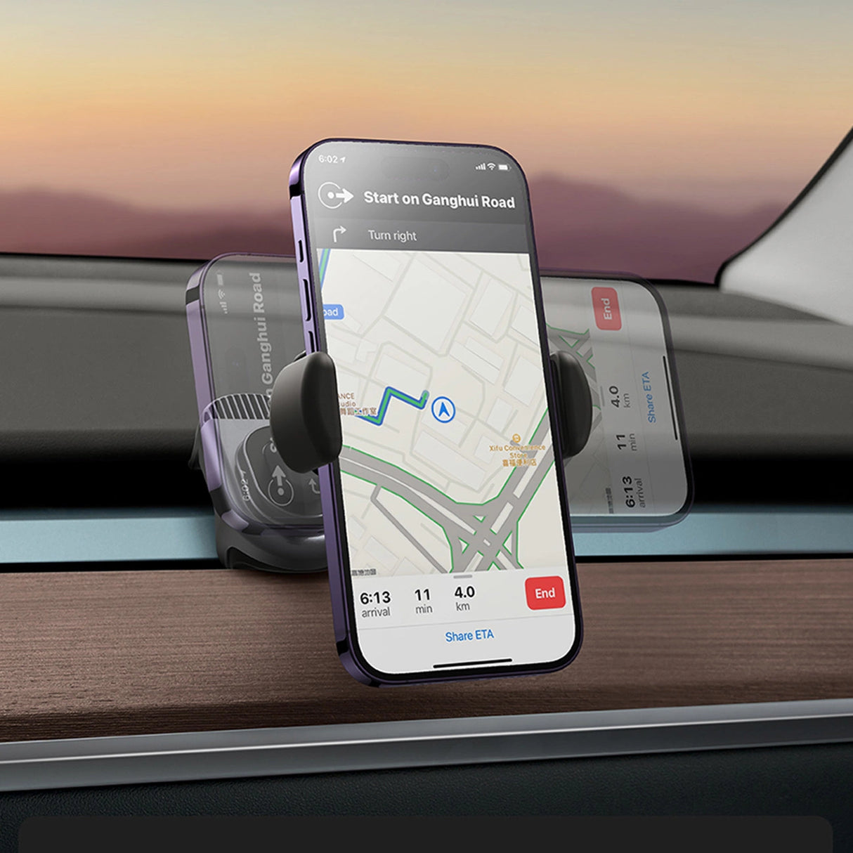 Elektrisk bilholder med solpanel til Tesla Model 3 / Y Baseus T-Space - sort