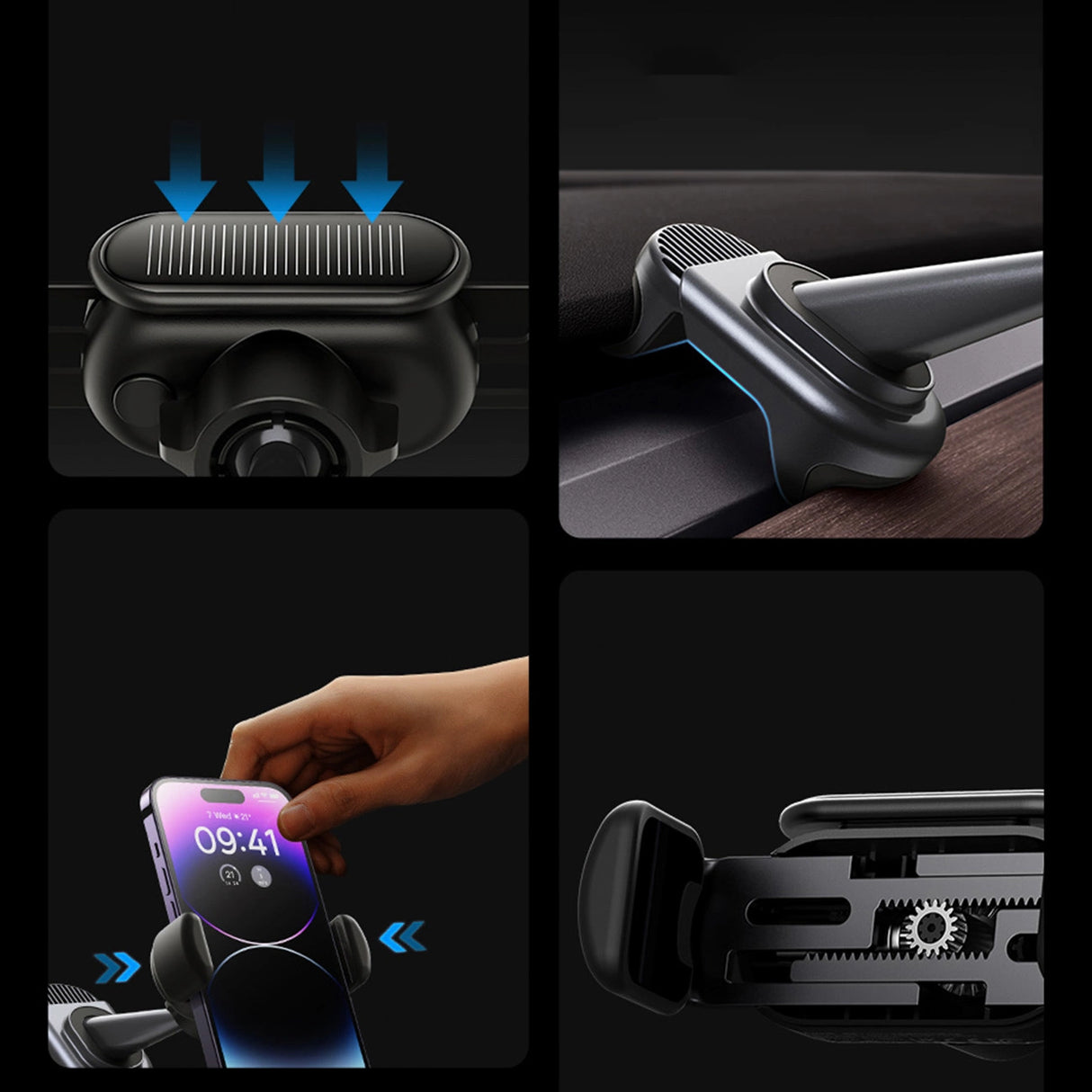 Elektrisk bilholder med solpanel til Tesla Model 3 / Y Baseus T-Space - sort