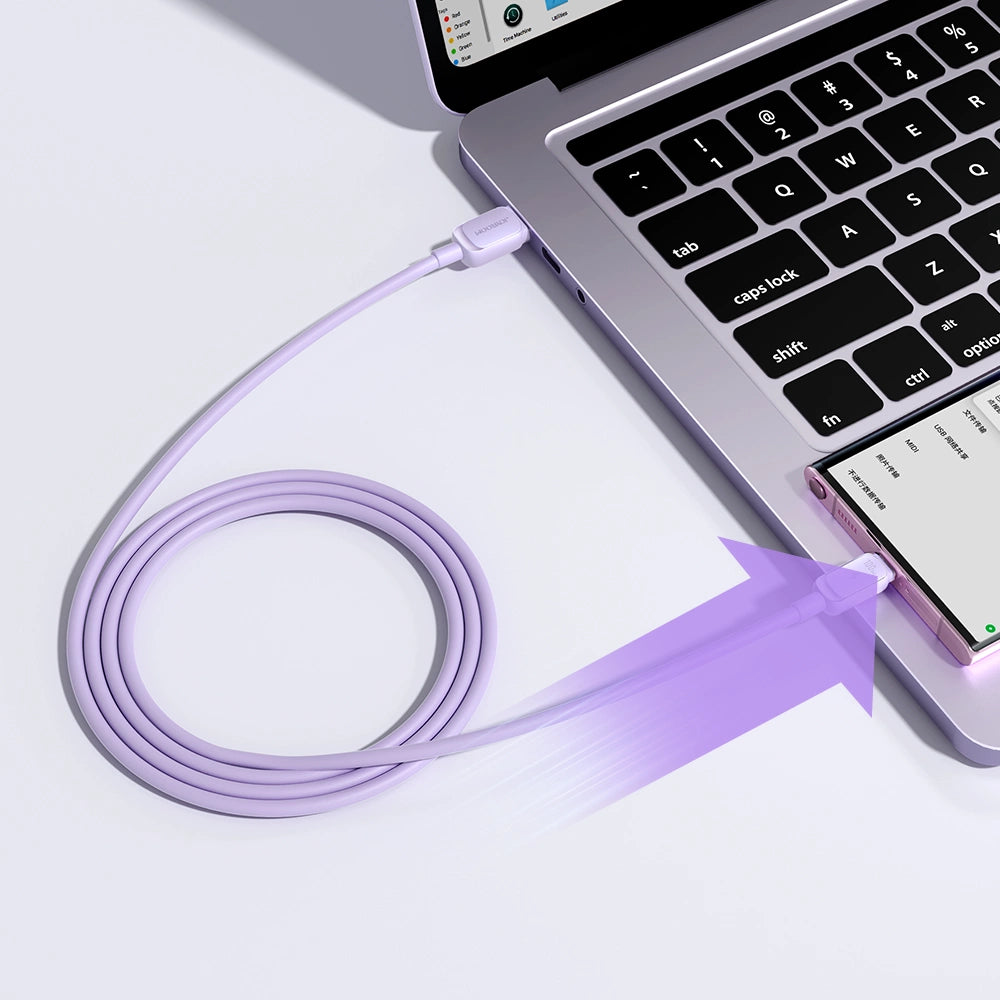 Joyroom Multi-Color Series A14 USB-A / USB-C 3A Kabel 1,2 m - Purple