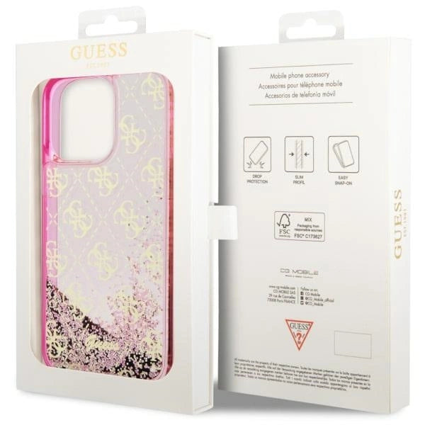 Guess GUHCP14XLC4PSGP iPhone 14 Pro Max 6.7" pink/pink hardcase Liquid Glitter 4G Transculent