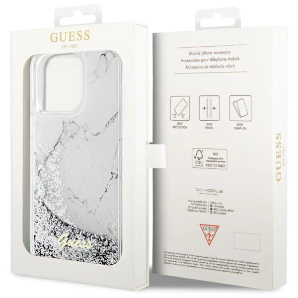 Guess GUHCP14XLCSGSGH iPhone 14 Pro Max 6,7" hvid/hvid hardcase Flydende Glitter Marmor