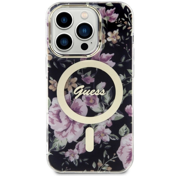 Guess GUHMP14LHCFWSK iPhone 14 Pro 6.1" sort/sort hardcase Flower MagSafe