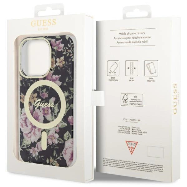 Guess GUHMP14LHCFWSK iPhone 14 Pro 6.1" sort/sort hardcase Flower MagSafe