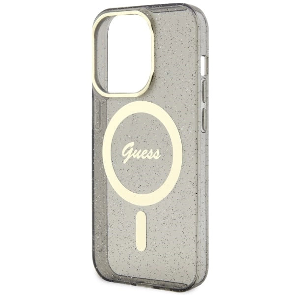 Guess GUHMP14LHCMCGK iPhone 14 Pro 6.1" sort/sort hardcase Glitter Gold MagSafe