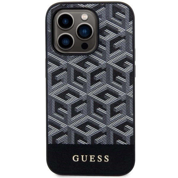 Guess GUHMP14LHGCFSEK iPhone 14 Pro 6.1" sort/sort hardcase GCube Stripes MagSafe