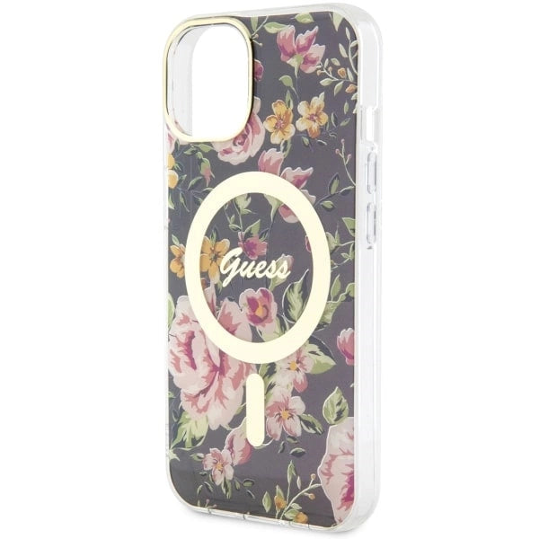 Guess GUHMP14MHCFWSK iPhone 14 Plus 6.7" sort/sort hardcase Flower MagSafe