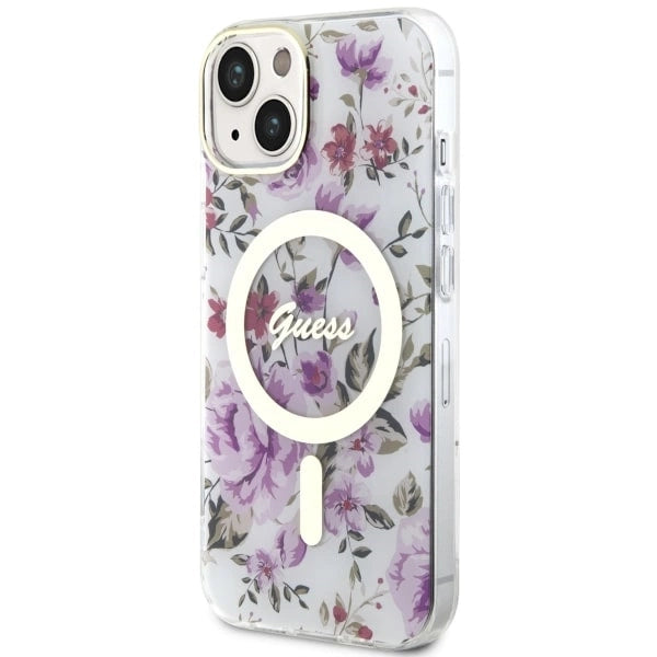 Guess GUHMP14MHCFWST iPhone 14 Plus 6,7" gennemsigtig hardcase Flower MagSafe
