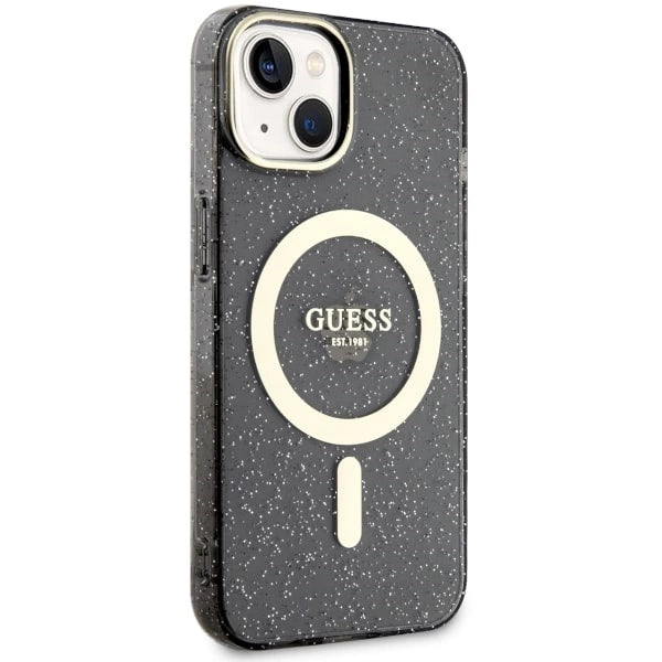 Guess GUHMP14MHCMCGK iPhone 14 Plus 6.7" sort/sort hardcase Glitter Gold MagSafe