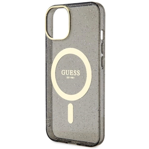 Guess GUHMP14MHCMCGK iPhone 14 Plus 6.7" sort/sort hardcase Glitter Gold MagSafe