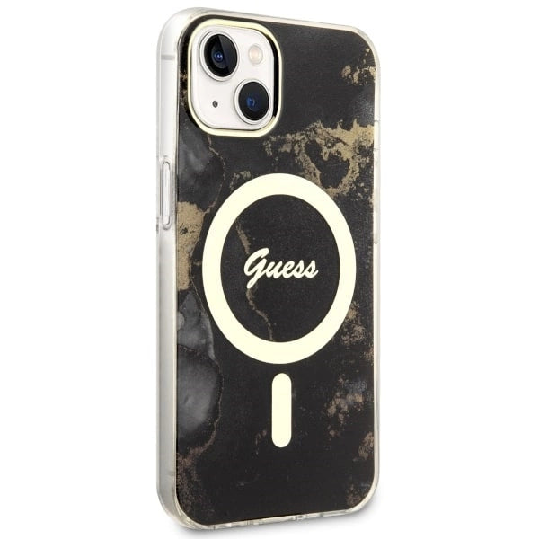 Guess GUHMP14MHTMRSK iPhone 14 Plus 6.7" sort/sort hardcase Golden Marble MagSafe