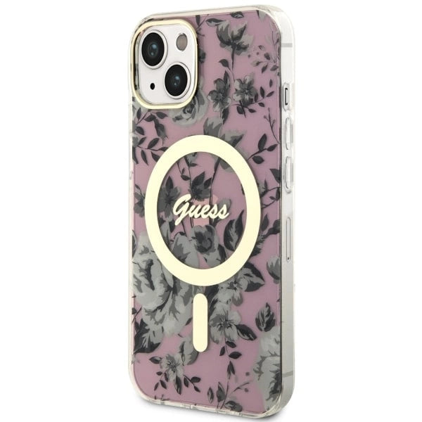 Guess Flower MagSafe-hylster til iPhone 14 - pink