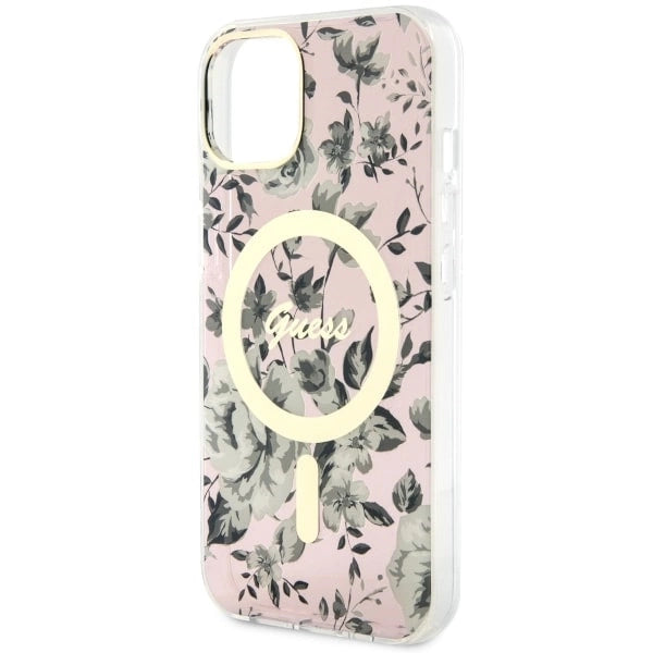 Guess Flower MagSafe-hylster til iPhone 14 - pink