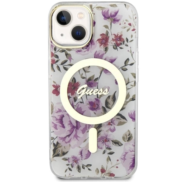 Guess Flower MagSafe-hylster til iPhone 14 - gennemsigtige