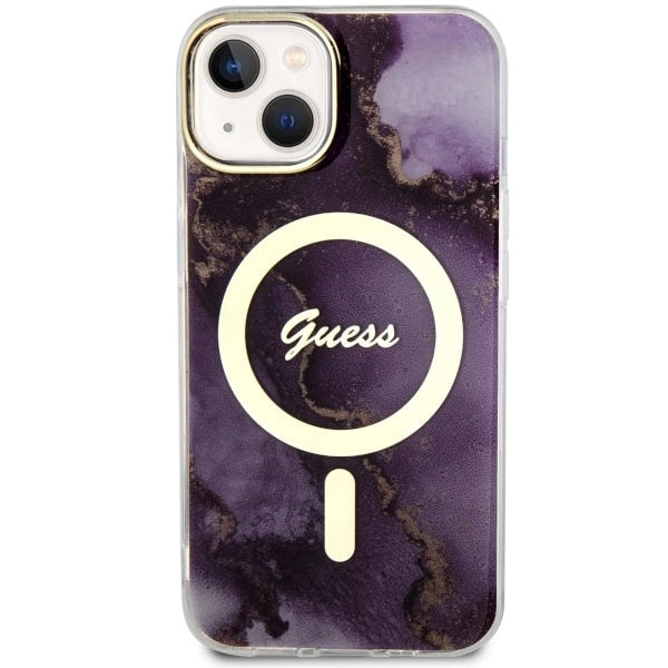 Guess GUHMP14SHTMRSU iPhone 14 6.1" lilla/lila hardcase Golden Marble MagSafe