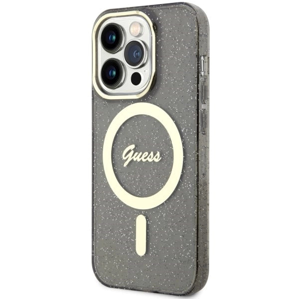 Guess GUHMP14XHCMCGK iPhone 14 Pro Max 6.7" sort/sort hardcase Glitter Gold MagSafe