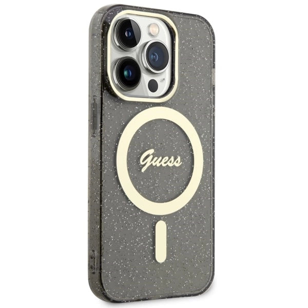 Guess GUHMP14XHCMCGK iPhone 14 Pro Max 6.7" sort/sort hardcase Glitter Gold MagSafe