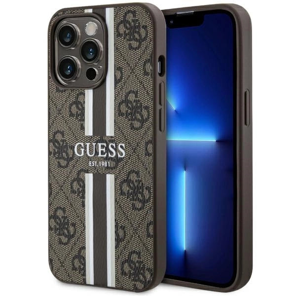 Guess GUHMP13LP4RPSW iPhone 13 Pro / 13 6.1" brun/brun hardcase 4G Printed Stripes MagSafe