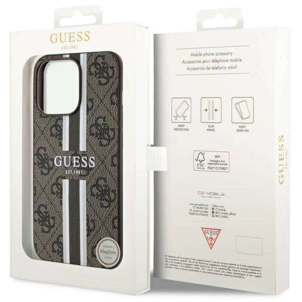Guess GUHMP13LP4RPSW iPhone 13 Pro / 13 6.1" brun/brun hardcase 4G Printed Stripes MagSafe