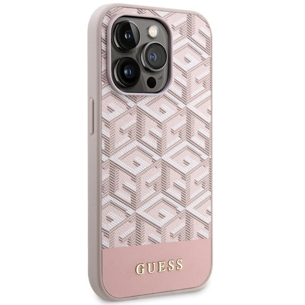 Guess GUHMP14LHGCFSEP iPhone 14 Pro 6.1" pink/pink hårdkasse GCube Stripes MagSafe