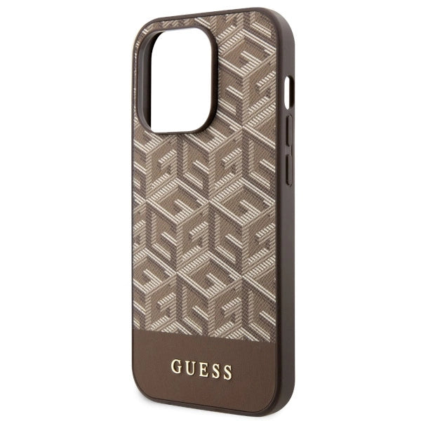 Guess GUHMP14LHGCFSEW iPhone 14 Pro 6.1" brun/brun hårdkasse GCube Stripes MagSafe