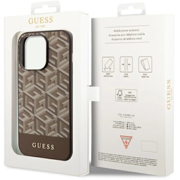 Guess GUHMP14LHGCFSEW iPhone 14 Pro 6.1" brun/brun hårdkasse GCube Stripes MagSafe