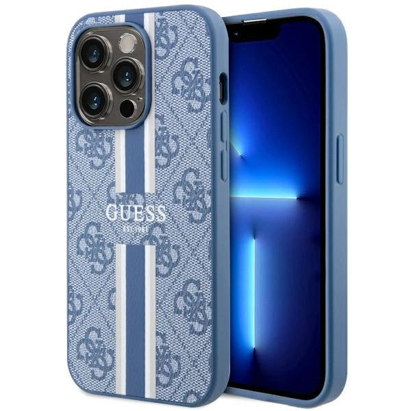 Guess GUHMP14LP4RPSB iPhone 14 Pro 6.1" blå/blå hardcase 4G Printed Stripes MagSafe