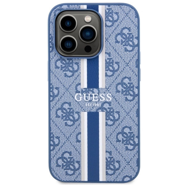 Guess GUHMP14LP4RPSB iPhone 14 Pro 6.1" blå/blå hardcase 4G Printed Stripes MagSafe