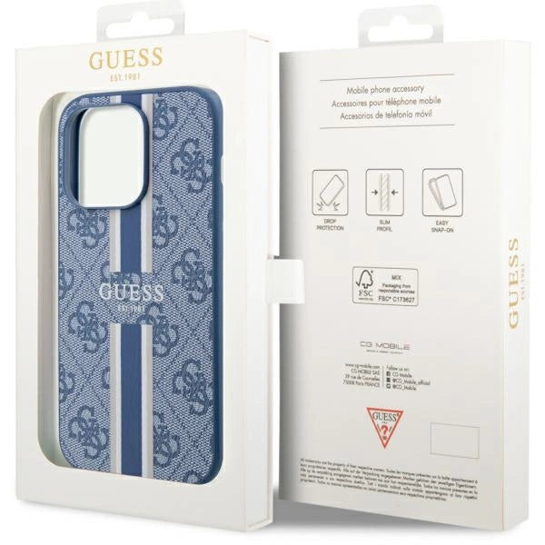Guess GUHMP14LP4RPSB iPhone 14 Pro 6.1" blå/blå hardcase 4G Printed Stripes MagSafe