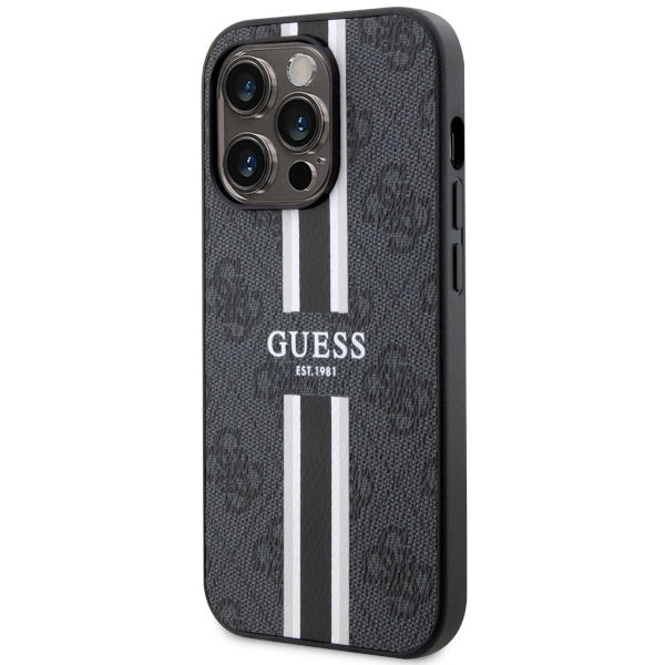 Guess GUHMP14LP4RPSK iPhone 14 Pro 6.1" sort/sort hardcase 4G Printed Stripes MagSafe