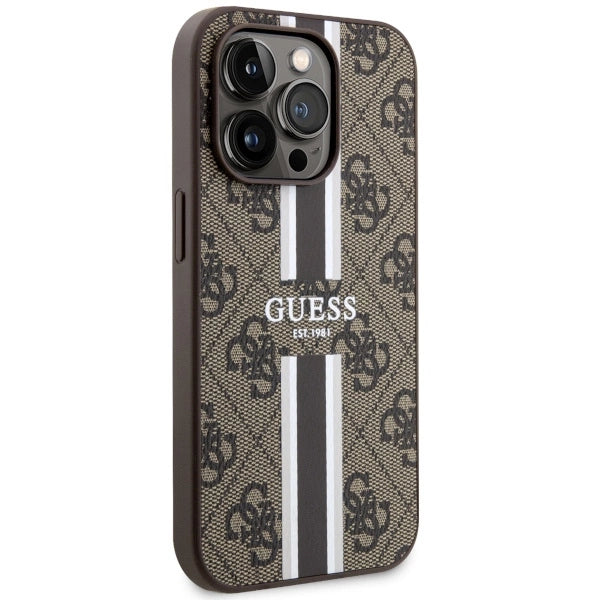 Guess GUHMP14LP4RPSW iPhone 14 Pro 6,1" brun/brun hardcase 4G Printed Stripes MagSafe