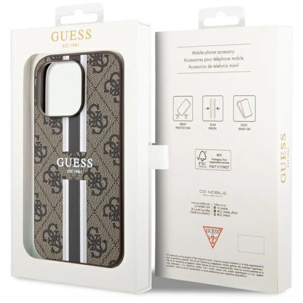 Guess GUHMP14LP4RPSW iPhone 14 Pro 6,1" brun/brun hardcase 4G Printed Stripes MagSafe
