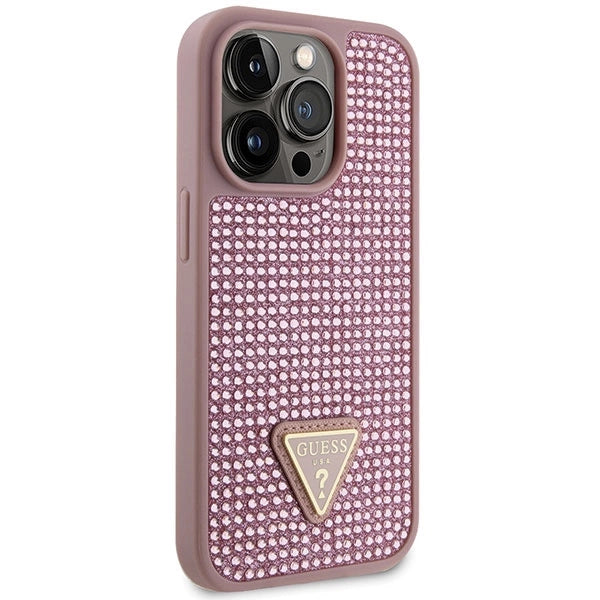 Guess GUHCP14LHDGTPP iPhone 14 Pro 6.1" pink/pink hårdkasse Rhinestone Triangle