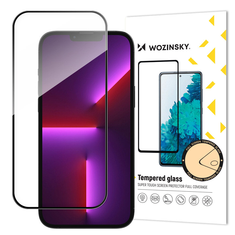 Wozinsky Full Glue iPhone 15 Plus Case Friendly Full Glue tempereret glas med ramme - sort