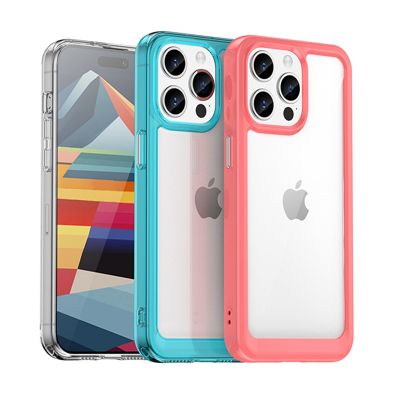 Forstærket etui med fleksibel ramme til iPhone 15 Pro Outer Space - rød
